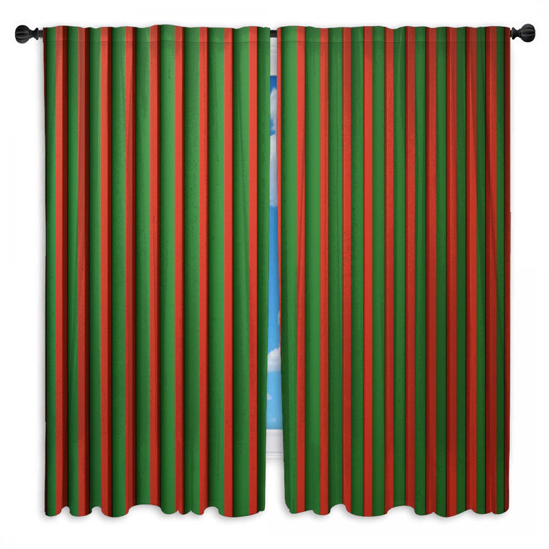 Rideaux obscurcissant vert et rouge à rayures verticales - 2 panneaux, 20in x 50in - 2 panels, Obscurcissement de chambre