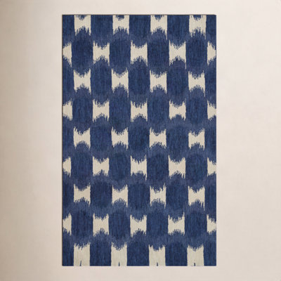 Chiara Navy Beige Hand-Tufted Wool Rug