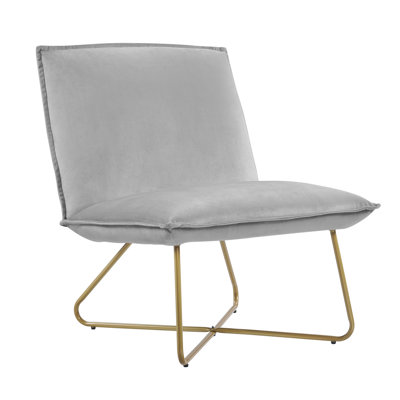 Velvet Upholstered Accent Chair with Metal Legs