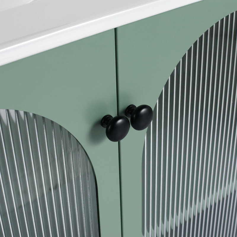 Meuble-lavabo autoportant de 30 po avec lavabo en céramique, Vert menthe