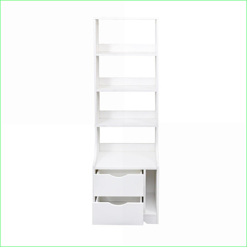 Table de chevet en bois d'ingénierie avec 2 tiroirs et tablette à 4 niveaux pour la chambre à coucher