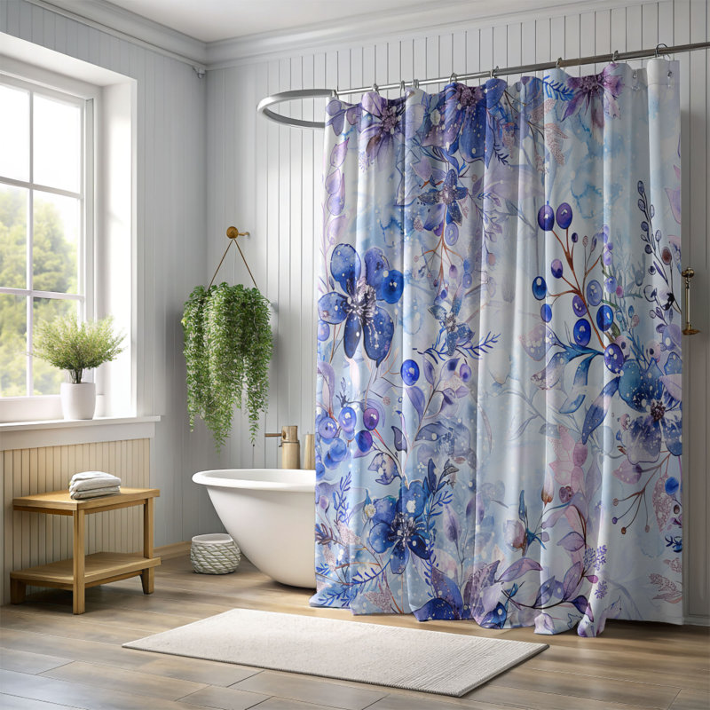 Frozen Petals - Rideau de douche Premium, H 74 po x l 71 po