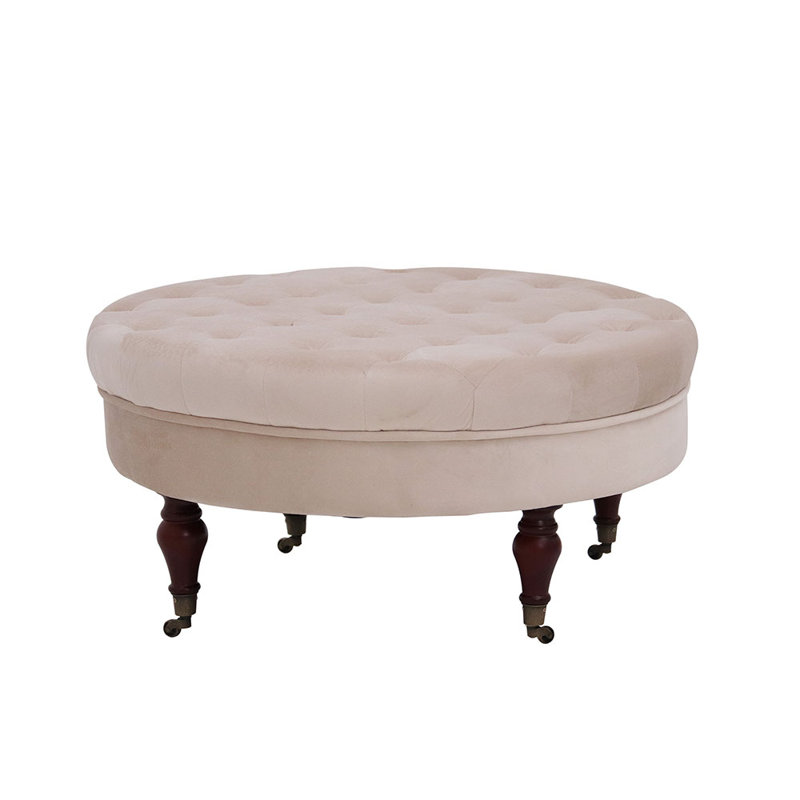 Repose-pieds de cocktail rond en velours Artilus, Beige