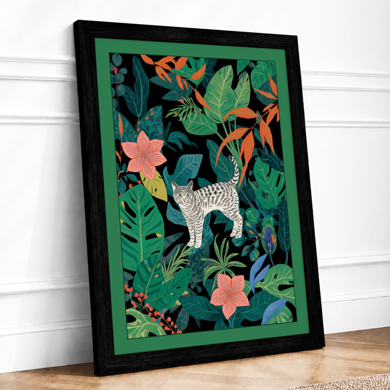 Leopard in Bloom Boho - Framed Print, Black, A4 - 29.7 x 21.0 cm