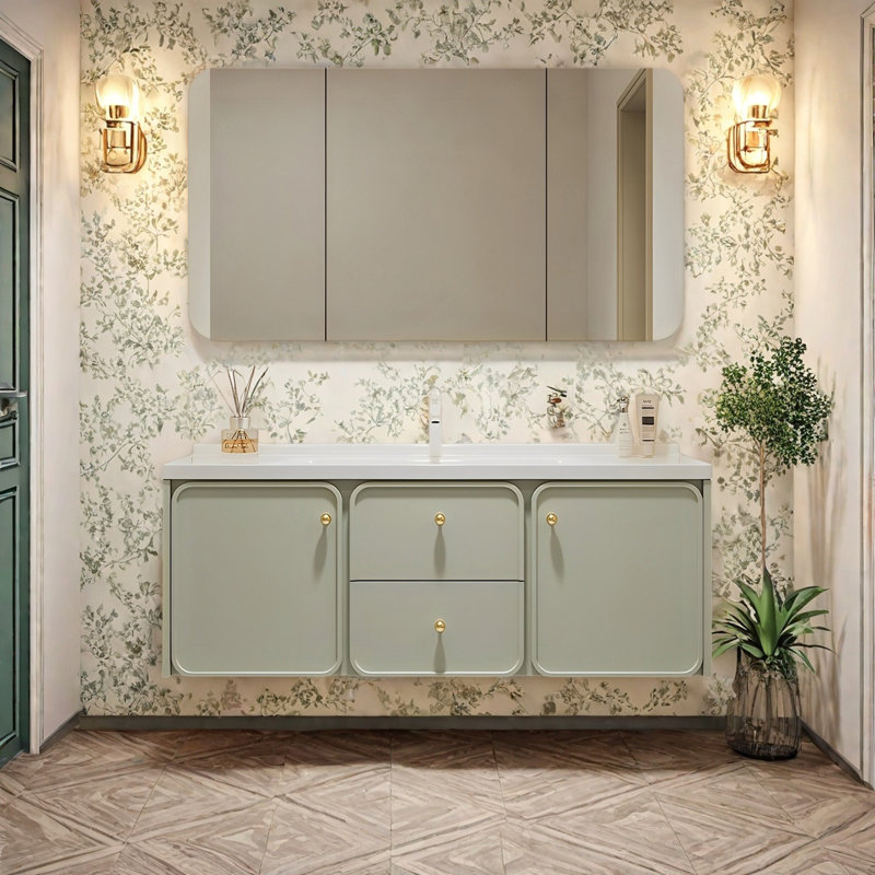 Armoire de salle de bain française de style crème, Light Green