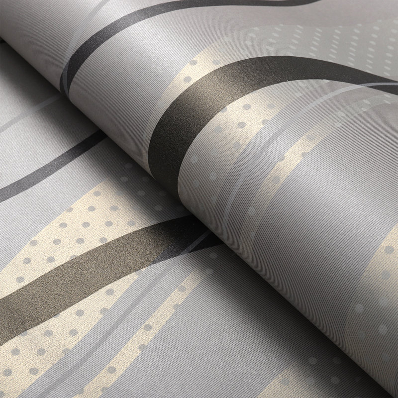 Alviva 10m x 53cm Contemporary Geometric Curving Linear Wallpaper