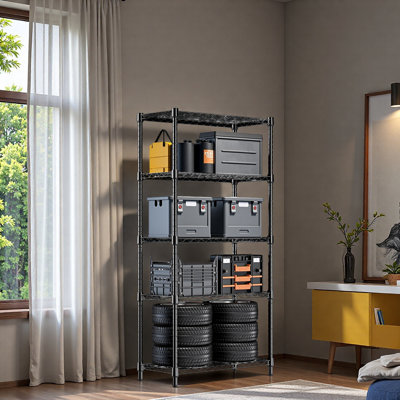 Étagère de rangement en acier robuste à 5 niveaux 1250 lb en acier robuste pour la maison, la cuisine et le bureau