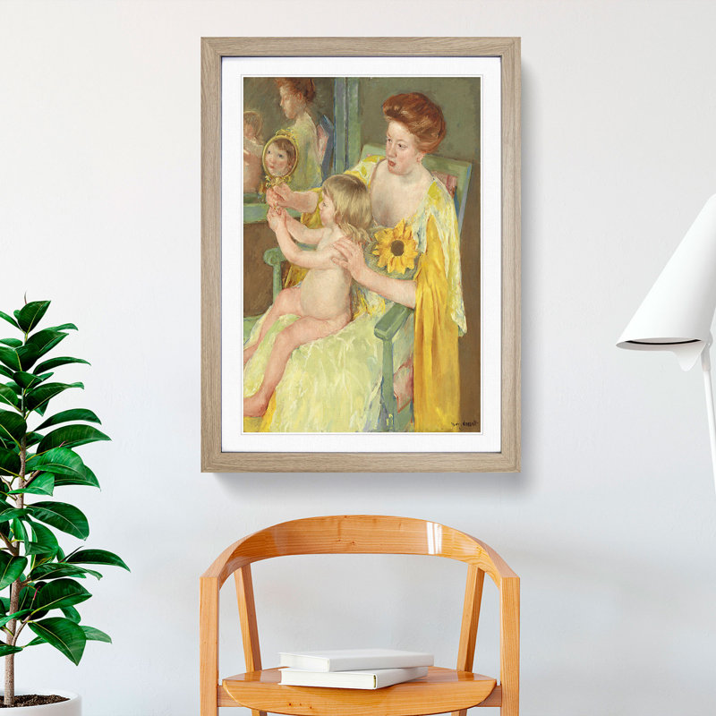 Mother and Child Vol.1 by Mary Cassatt - Picture Frame Painting, Oak Framed, 65cm H x 48cm W x 2cm D