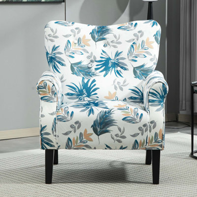 Fauteuil à oreilles de style Mid-Century avec pieds robustes en bois et confort à haut dossier