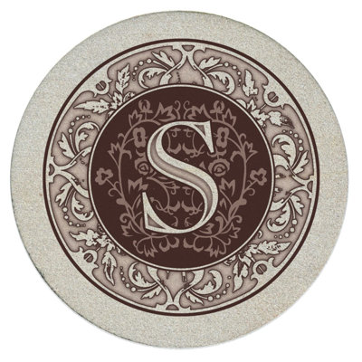 Monogram Letter 4-Pack Natural Sandstone Coasters