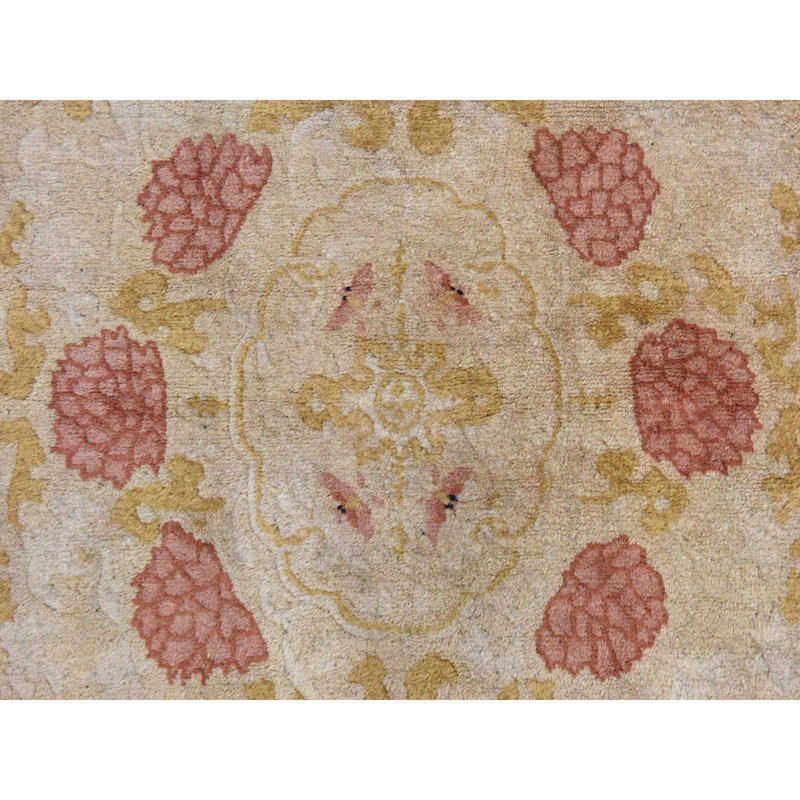 Tapis oriental noué à la main brun kaki 4 pi x 6 pi 9 po, velours complet, excellent état, forme ovale, 100% laine