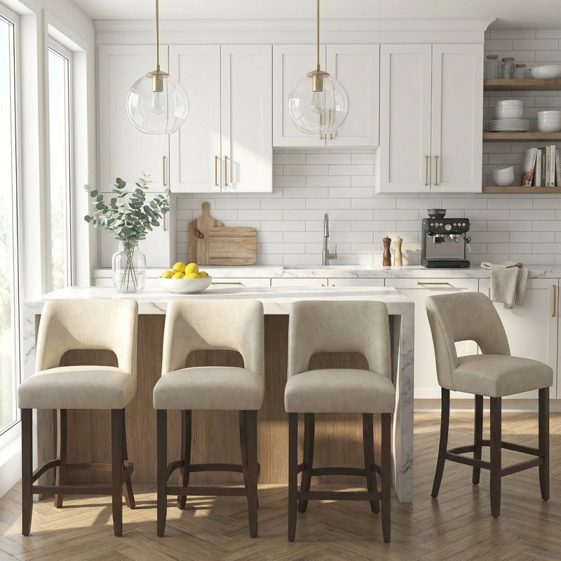 Ensemble de 2 tabourets de bar Bisto, Beige