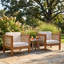 Ensemble de 2 chaises longues de patio moderne, bois d'acacia, corde beige pour patio