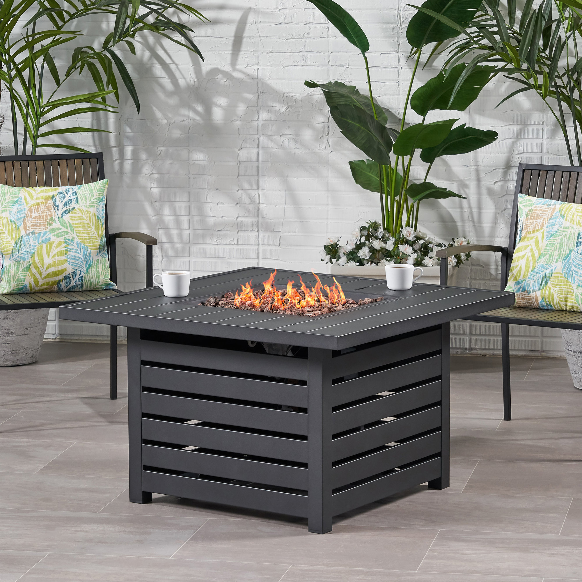 Fernon Square Fire Pit Table, Matte Black