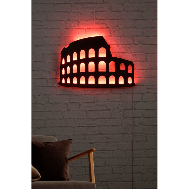 Élégant éclairage décoratif à DEL rouge, 23,6 po x 15,7 po | Base en bois aggloméré noir (0,1 po d'épaisseur), 60 DEL / m, adaptateur 12 V CC 1 A, cordon de 12,2 pi, 375 lumens, système de suspension murale intégré, parfait pour la décoration intérieure et l'ambiance