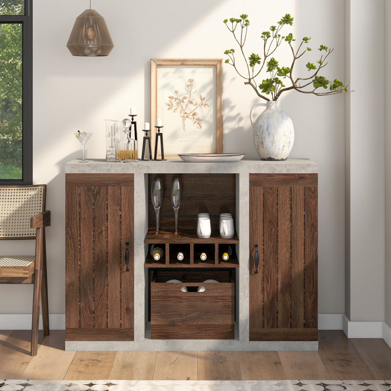 Vando 47.25" Width Multi-Storage Buffet, Distressed Walnut