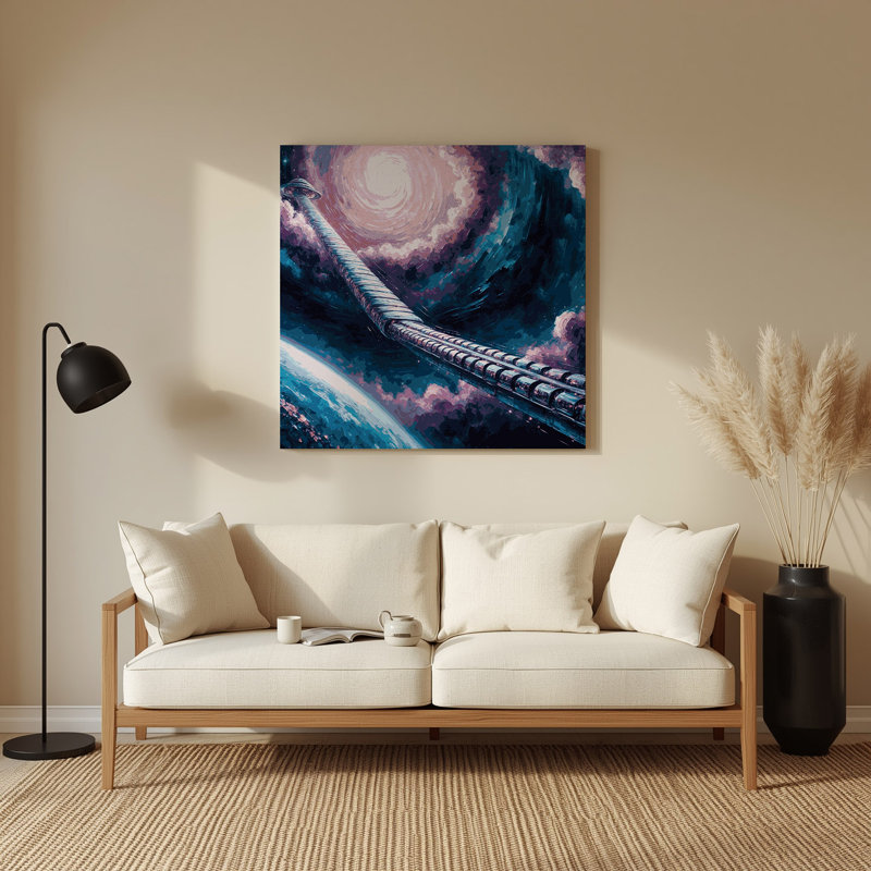 Art mural en métal Sci Fi Space Elevator, H 32 po x l 32 po