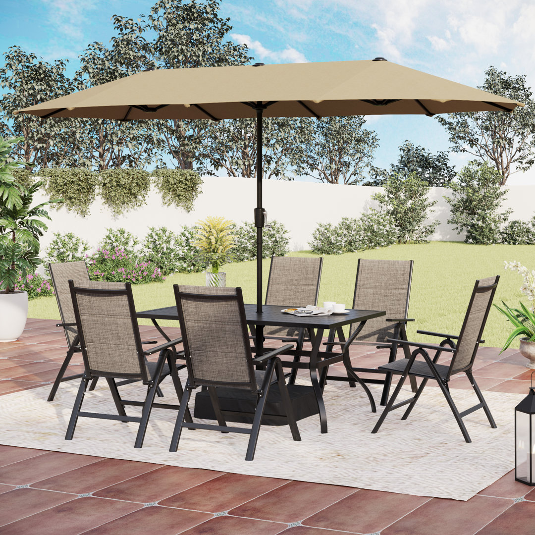 Rectangular 8 - Piece 6 - Person 152.4Cm L Outdoor Table Set