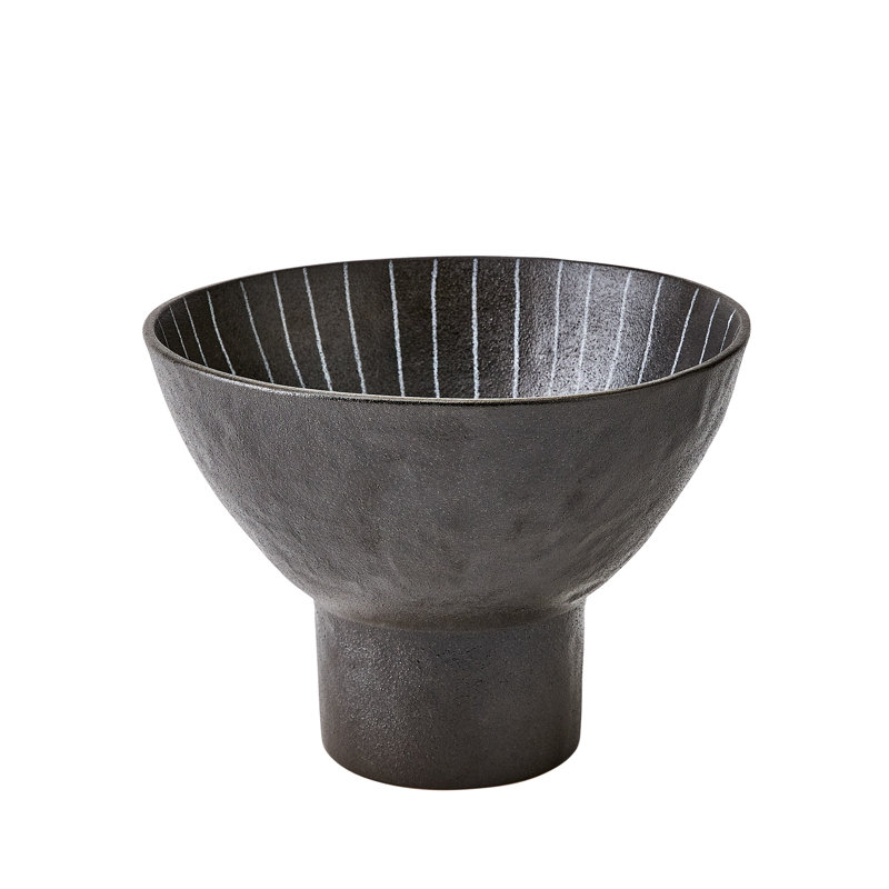Cinder Footed Bowl-Striped-Sm, 8.25"H x 12"W x 12"D