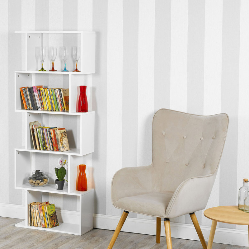 Tasker 159cm H x 60cm W Geometric Bookcase, White