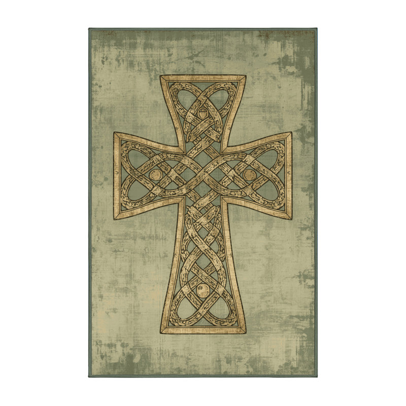 Soft Plush Fiorentino St Patties Modern & Contemporary Abstract Area Rug in Brown – SageGreen Binding, 5x7