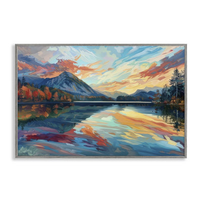  Abstrait art tourbillonnant abstrait lac et montagne par LSR Design Studio