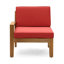 Ensemble de canapé modulaire d'extérieur en forme de L - Bois d'acacia, 3 places + repose-pieds + table basse, coussins résistants à l'eau