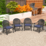 4-Piece Set Stacking Patio Dining Armchair with Cushion