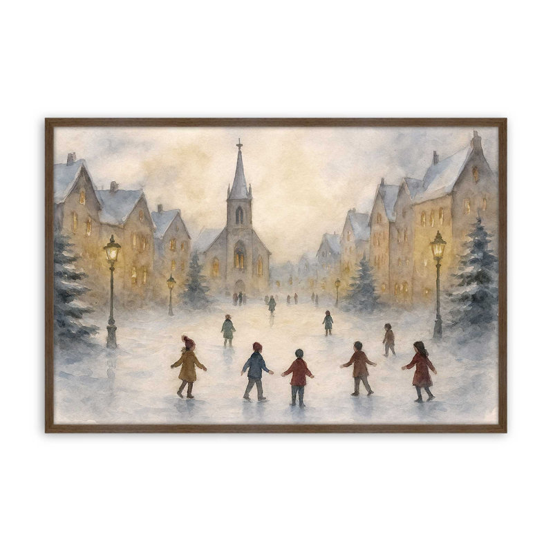 «Frosted Village Joy», reproduction d'art, Noyer, 18 po x 24 po