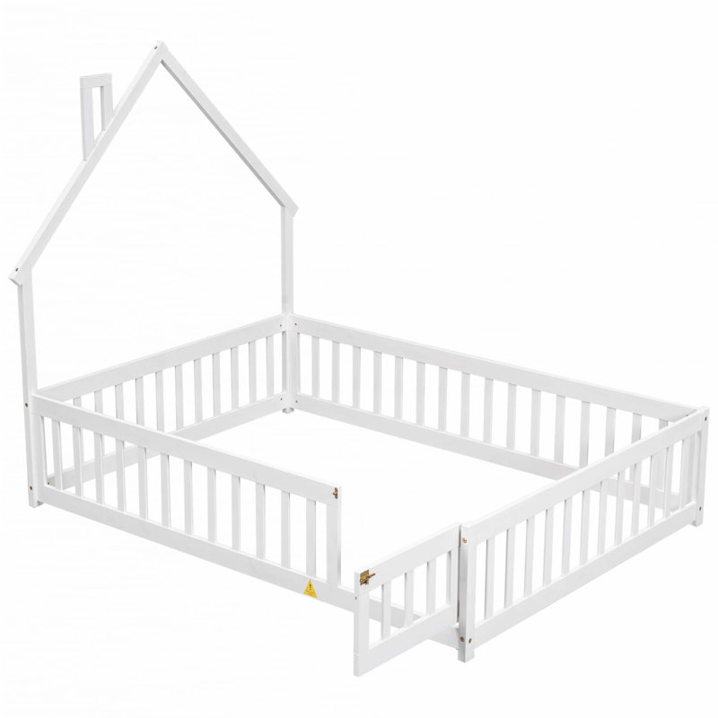 House-Shaped Headboard Floor Bed, White