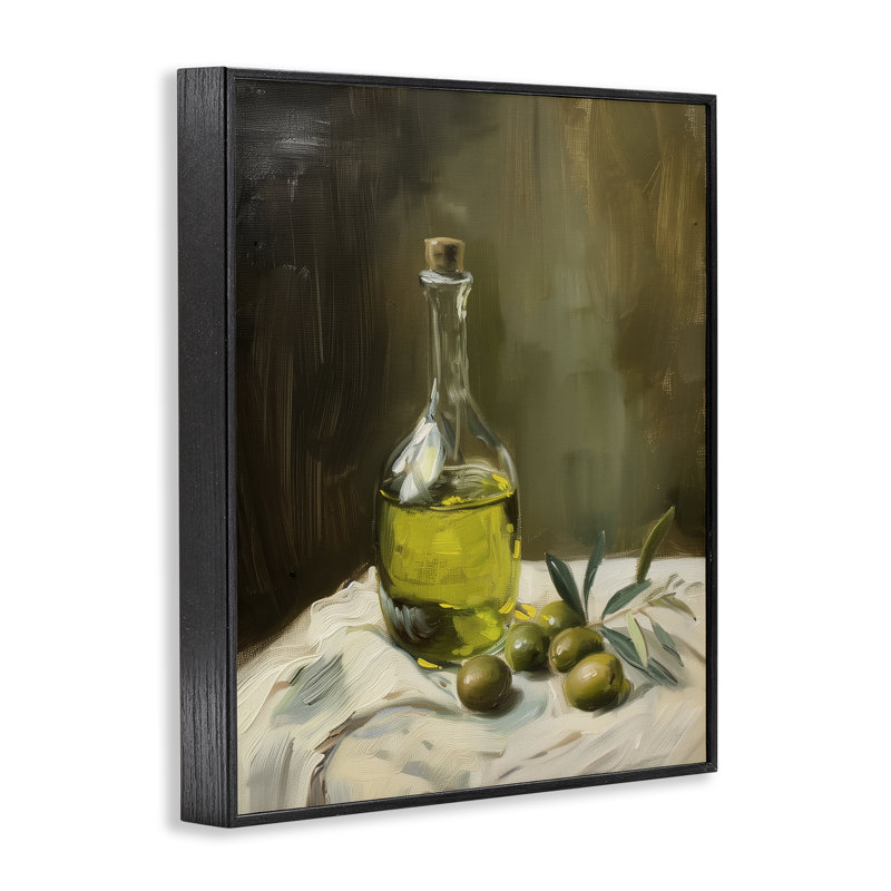 Giclée encadrée de la nature morte à l'huile d'olive, design par Arlington Prints, H 14 po x l 11 po