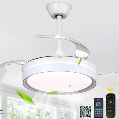 36" 3-Blade White Ceiling Fan with Lights and Remote Control, 6-Speed Latest DC Motor Ceiling Fan for Living Room, Bedroom