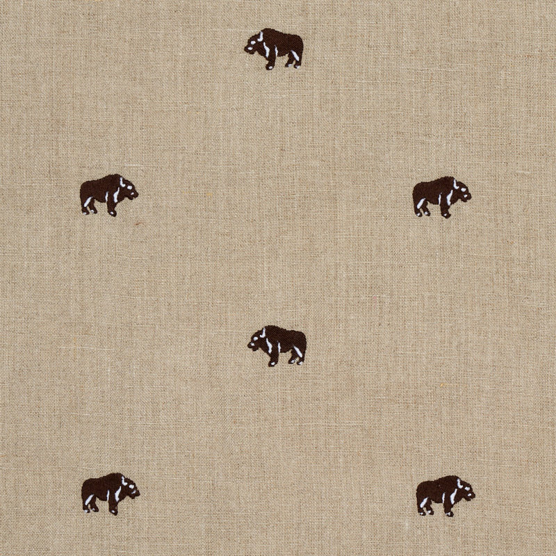 Schumacher x Marie-Chantal Buffalo Embroidered Linen Fabric, Natural