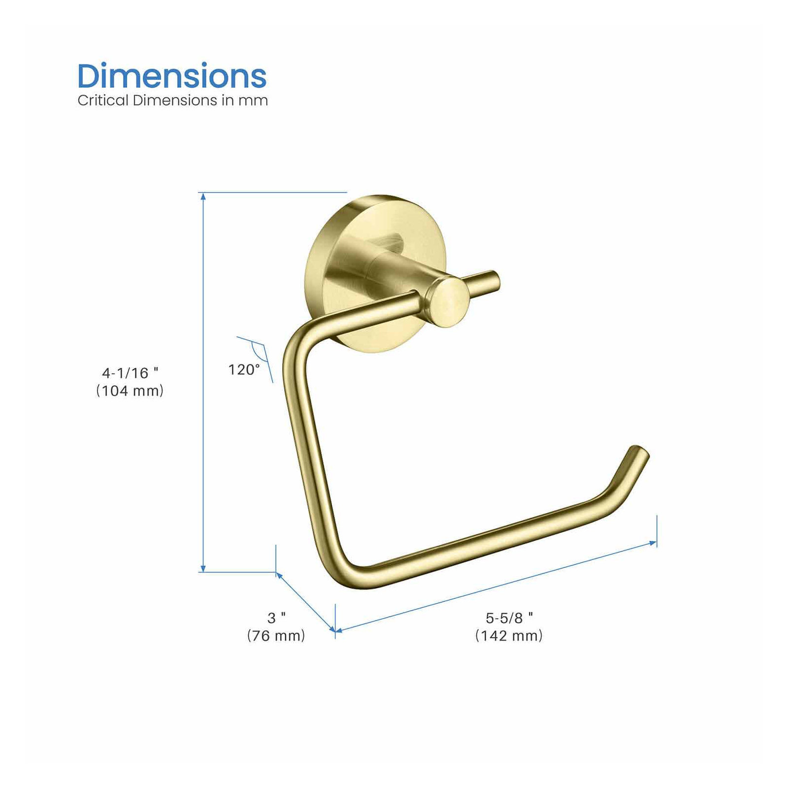 Circular Toilet Paper Holder, Brushed Gold