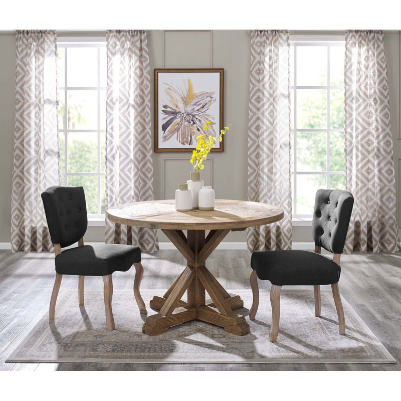 Column Round Pine Wood Dining Table, 29.5" H x 47" L x 47" W