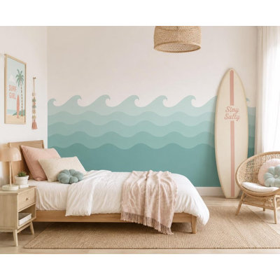 Adhésif décoratif 48 vagues de 48 pouces de large vert océan, 50 pouces de haut