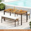 48” Wicker Patio Bench with Acacia Wood Seat Removable Padded Cushion for Garden