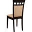 2 chaises de salle à manger, brun cappuccino, revêtement en microfibre brun clair, fauteuil à structure transitionnelle, cappuccino en bois brun, dossier rembourré