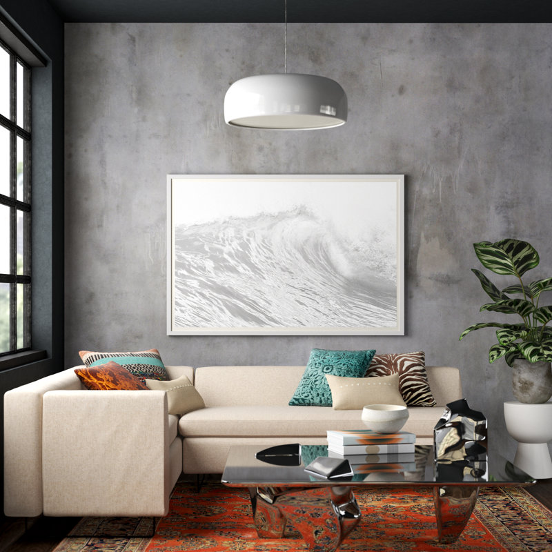 Breaking Waves 2' Framed Graphic Art Print on Glass