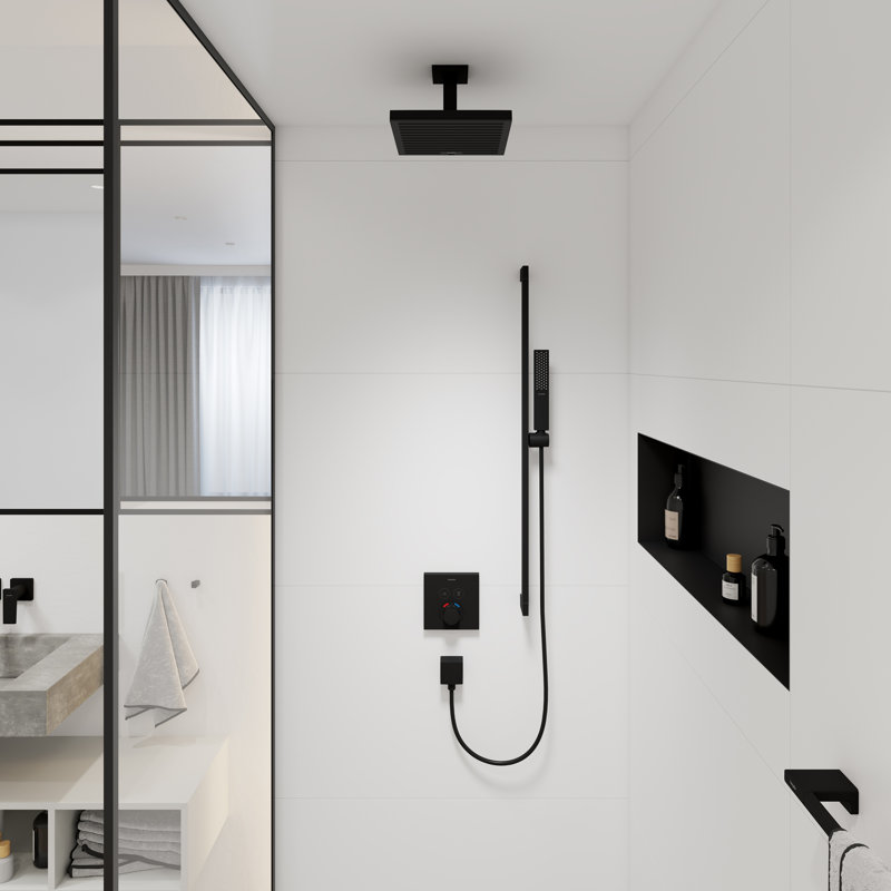 Tuyau d'extension pour plafonnier E hansgrohe Pulsifier E, 4 po, Noir mat