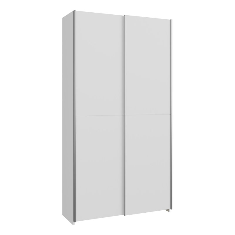 Modern sliding door wardrobe, 2-doors, space-saving, engineered wood, white, 190.5cm H x 100.1cm W x 39.1cm D