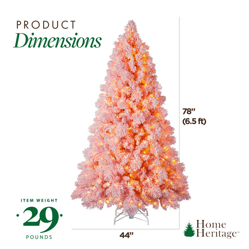 The Holiday Aisle® Rotating Tree Stand Base w/ Snowdrift 6.5 Ft Pre-Lit Holiday Tree