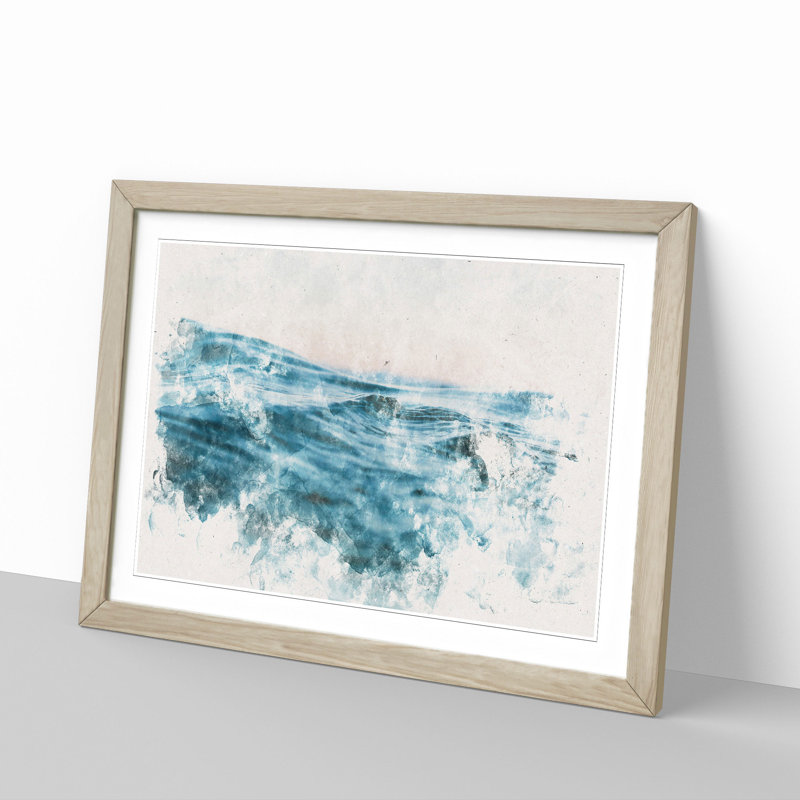 Rising Ocean - Picture Frame Painting Print, 62cm H x 87cm W x 2cm D, Oak Framed
