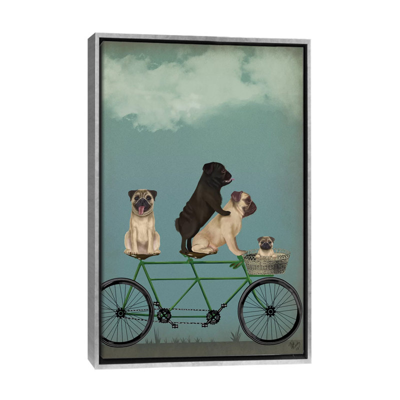 «Pug Tandem» - Imprimé, H 60 po x l 40po x P 1,5 po, Toile tendue
