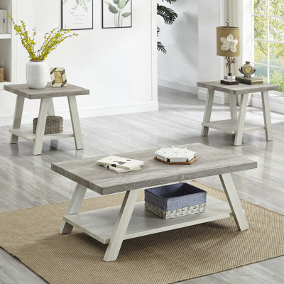 Ensemble de table basse contemporaine en bois, table avec tablette