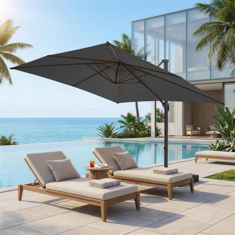 Parasol carré en porte-à-faux 120 po, Gris