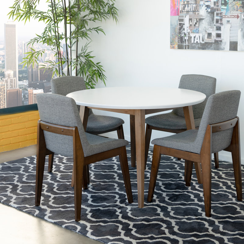 Ensemble repas pour 4 personnes Wardlaw, Gris foncé, Blanc