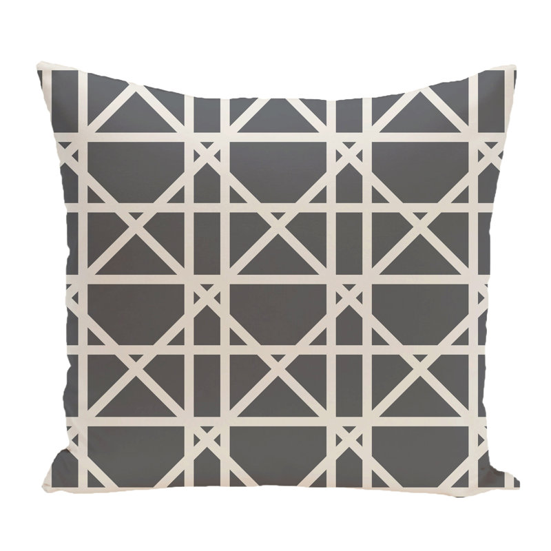 Trellis Outdoor Square Pillow Cover & Insert, Gray