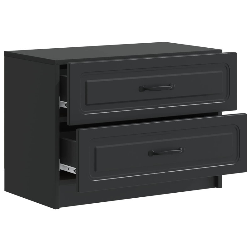 62cm W Manufactured Wood Bedside Table, Black