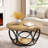 Round Coffee Table,80cm Round Wood Center Table, Farmhouse Large Circle Coffee Tables With 2-tier Storage